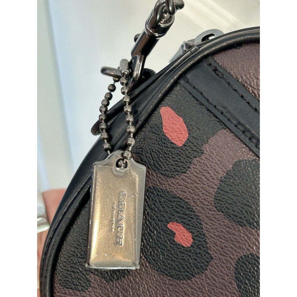 NWT Coach Isla Oxblood Leopard Coated Canvas Leather Crossbody - Picture 2 of 10
